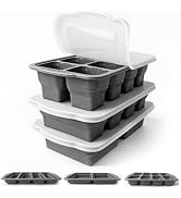 FINENUT Collapsible Silicone Soup Freezer Trays Molds with Lids, 3-Pack | Includes 1/2, 1 & 2-cup...