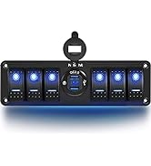Nilight 6 Gang Rocker Switch 12V SPST ON Off Switch QC 3.0 USB Charger Voltmeter Waterproof Alumi...