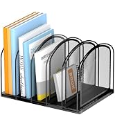 SUPEASY File Organizer for Desk, 5-Section Vertical Desk File Organizer, Mesh Desktop Organizer F...