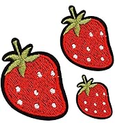 U-Sky Sew or Iron on Patches, 3pcs Strawberry Embroidery Iron Patches for Clothing, Cute Patches ...