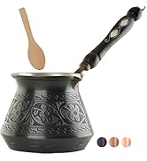 BCS 18 Oz X-Large Copper Turkish Greek Arabic Coffee Pot with Wooden Handle (6 servings) Cezve Br...
