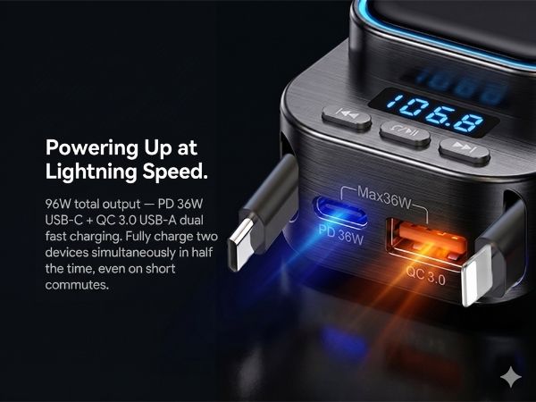 fast charging car charger pd 36w qc 3.0 dual port usb c adapter