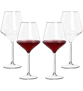 Slomg 4 Pcs 15 oz Plastic Wine Glasses, Unbreakable Stemmed Clear Goblets Glassware, Reusable Flo...