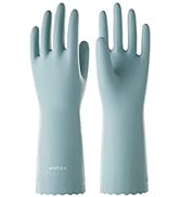 wahoo PVC Dishwashing Cleaning Gloves, Reusable Unlined Kitchen Gloves, Non-Slip, Medium