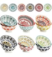Cedilis 12 Pack Small Ceramic Bowls, Colorful Porcelain Ice Cream Bowl, 10 Fl-oz Assorted Dessert...