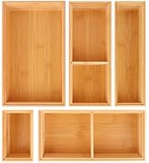 Bxngjuj Bamboo Drawer Organizer,5 PCS Silverware Organizer & Kitchen Organizers and Storage,Utens...