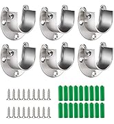 Cosweet 6 Packs Stainless Steel Closet Pole Sockets- Closet Rod End Supports, Flange Set Rod Hold...