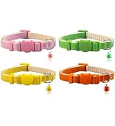 Yizepet Cat Collars with Bells, Breakaway Kitten Collar, Cute Kitty Collar in 4 Pack, Pet Supplie...