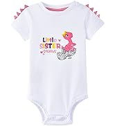 WAWSAM Little Sister Bodysuit Newborn Baby Girls’ Dinosaur Infant Romper Sibling Outfit