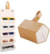 LogHog Sunglasses Organizer 5 Slots Travel Glasses Case Foldable Multiple Pairs Eyeglasses Storag...