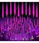Blingstar Meteor Shower Lights Purple Christmas Lights 16 Inch 360 LED 10 Tubes Outdoor Waterproo...