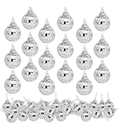 60 Pack Mini Mirror Disco Ball Set: Silver Disco Balls Decor with Hanging String - 1.2 Inch Small...