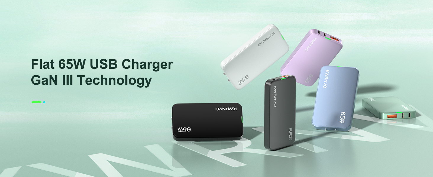 KWRNVO 65W Flat USB C Charger