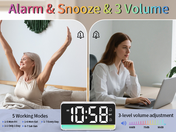Dual alarms, five working modes, three volume levels, this product is suitable for heavy sleepers
