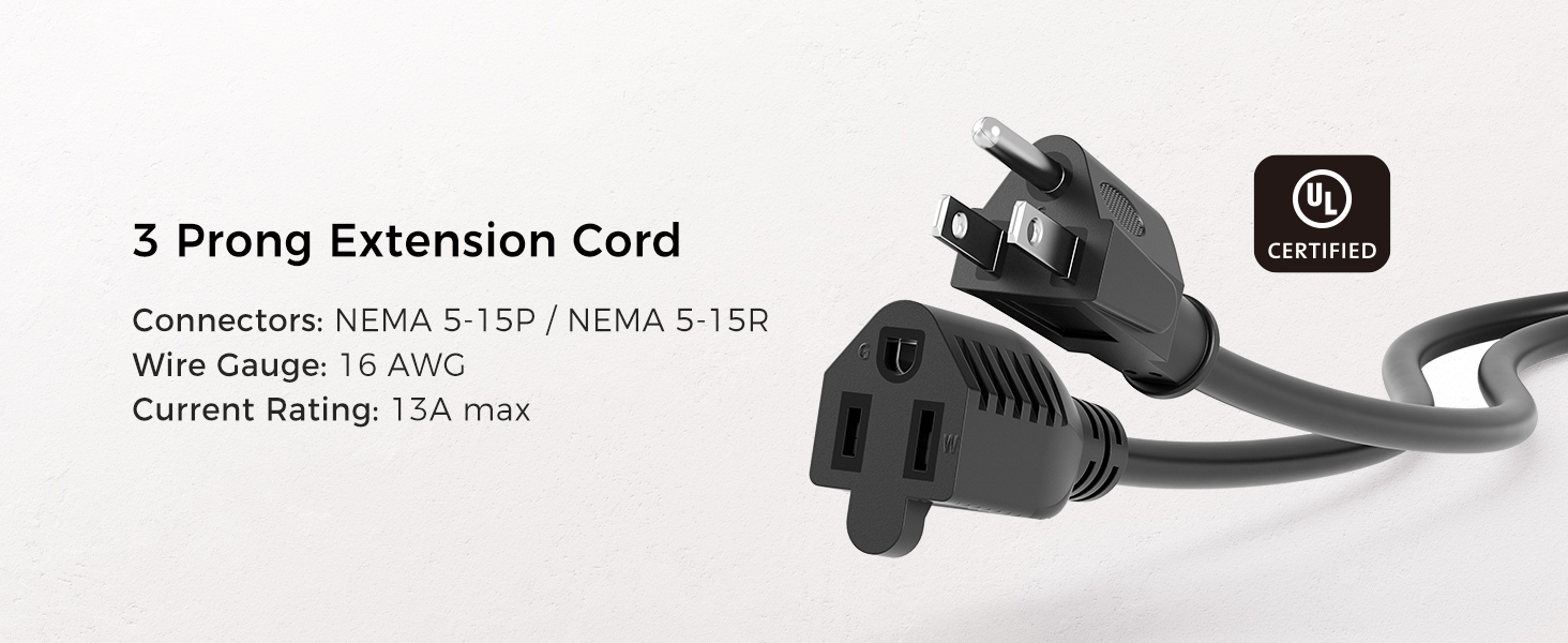 16 AWG Heavy Duty Power Extension Cord