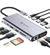 UtechSmart USB C Hub, 3 HDMI Docking Station Triple Display 12 in 1 USB C Laptop Adapter with 4K ...