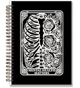 foedor Black Tarot Gothic Spiral Notebook journal,Mental Health journal,Skull Hardcover Spiral No...