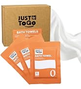 JUST TO GO Disposable Bath Towels, 55 x 27.5 in, Vacuum Compressed, 3 Pack | FSC, 105g/? , XL Siz...