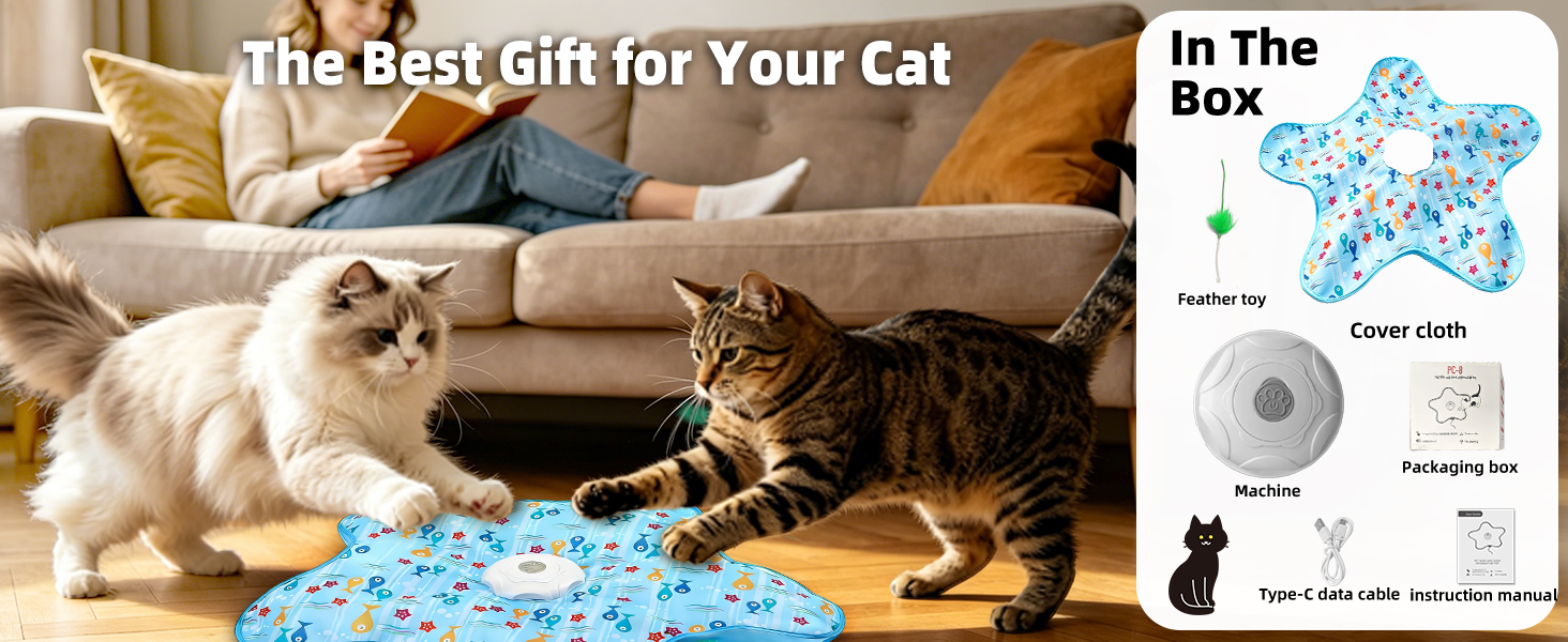Interactive Cat Toy, Peek-a-Boo Series – Hidden Feather Wand, Rechargeable Indoor Hunting Toy