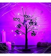 Woohaha 2FT 24 LED Light Up Tree Tabletop Lighted Halloween Tree Battery Operated Halloween Table...