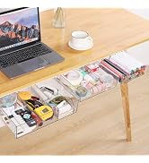OTraki 3 Packs Under Desk Storage Drawer, Large & Medium & Small, Stick on Drawers Slide Out, Sel...