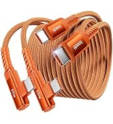 toocki 100W Right Angle Fast Charging USB C Cable, 2Pack, 10FT | Nylon Braided, Orange, 100W Fast...