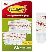 Command Poster Strips, 64 Command Strips Damage Free Hanging Poster Hangers, No Tools Wall Hangin...