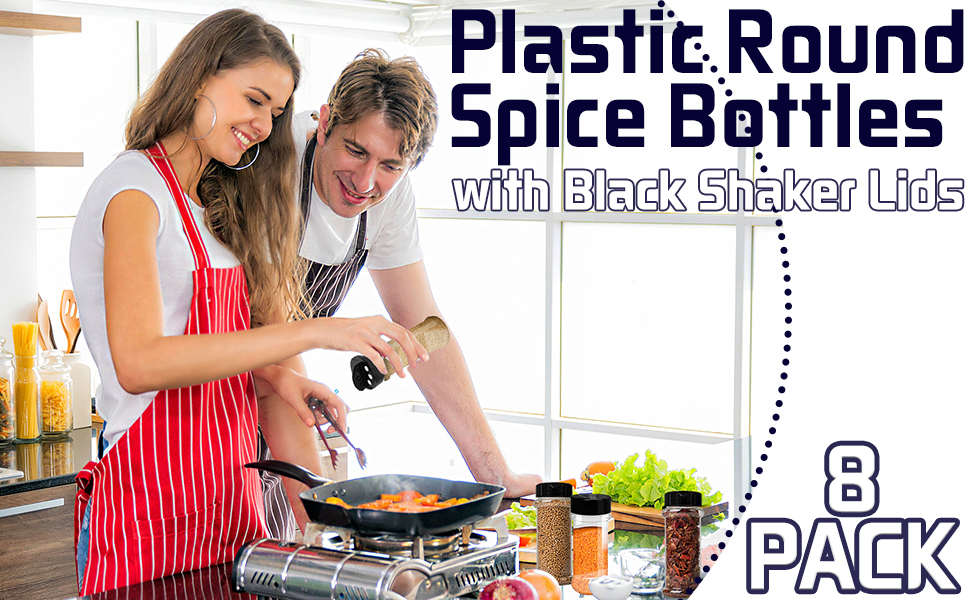 2 Round Clear Spice Bottle Containers
