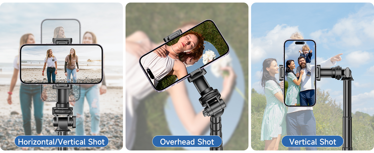 75" Phone Tripod, Selfie Stick Tripod with Remote and Phone Holder