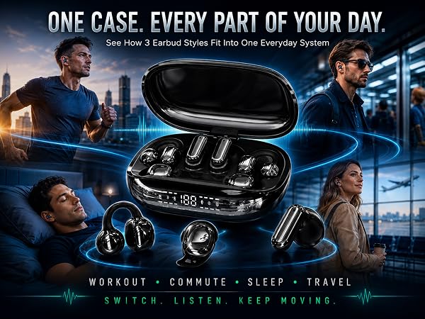 3-in-1 Bluetooth Wireless Earbuds