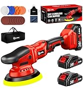 SILVEL Cordless Car Buffer Polisher, Car Polishing Kit with 24V 2 X 2.0Ah Batteries, 5 Inch Car b...