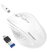 TECKNET Wireless Mouse Jiggler, USB-C Rechargeable Mouse, Silent Mouse Quiet Click, Build-in Mous...