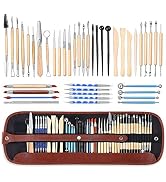 ISSEVE Pottery Clay Sculpting Tools 43Pcs Double Sided Ceramic Clay Carving Tool Set with Carryin...