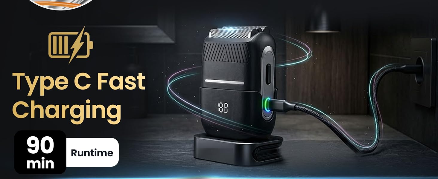 Type C Fast Charging, 90 Min Runtime