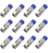 Taiss 12PCS RG6 Compression connectors,Coaxial cable connector F Type Wire Connector (blue)