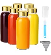 Zukro Glass Water Bottles with Lids 10 oz, Reusable Clear Juice Bottles With Stainless Steel Airt...