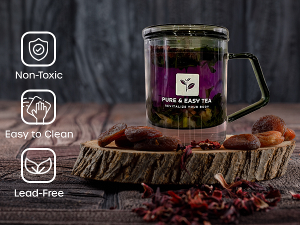 Integrated glass infuser for brewing loose leaf tea ensuring pure flavor extraction