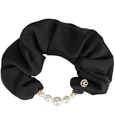 EVITA PERONI Scrunchies for Women - Black Pearl Hair Scrunchies Ponytail Holder with Elastic Hair...