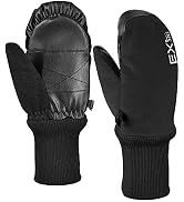 EXski Kids Winter Mittens Waterproof Warm Sherpa Fleece Ski Snow Mittens with Long Cuff