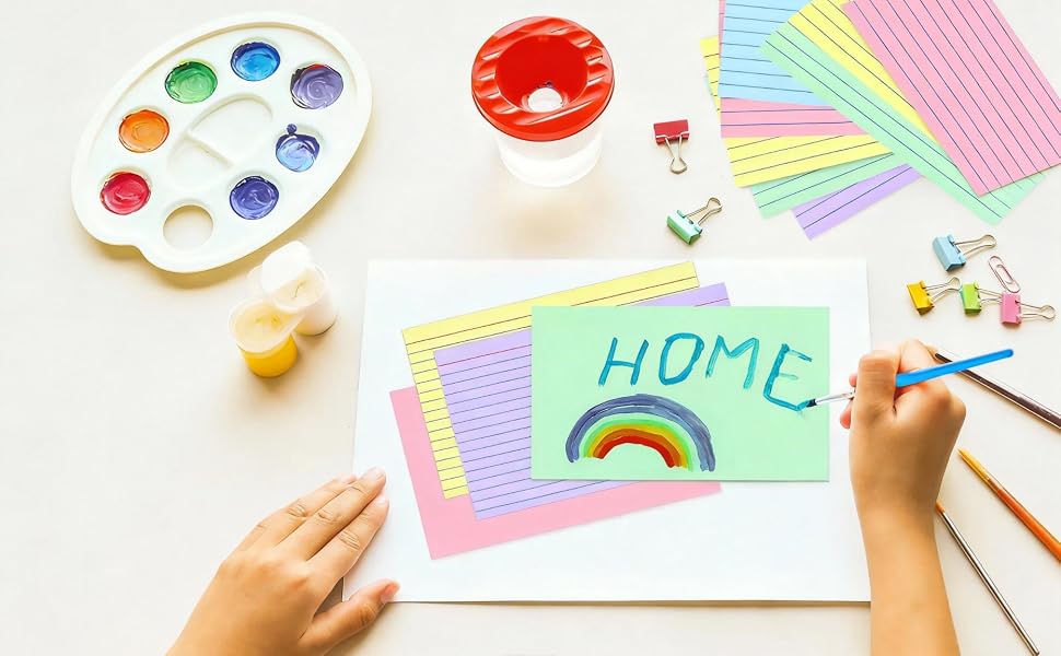 Heavy-duty colored ribbon index cards, perfect for everyday home use and an essential school supply