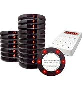 Pager Beeper 16 Coaster for Restaurants Buzzer System, Customer Queue Pagers Set with Vibration, ...