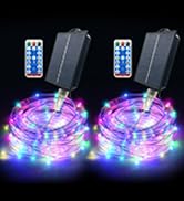 GLPE Solar Rope Lights, 2 Pack × 66FT 200LEDs String Lights Outdoor Waterproof, Color Changing LE...