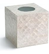 CHI AN HOME 5.9” Capiz Tissue Box Cover, Square Decorative Tissue Holder with Bottom Slider, Hand...