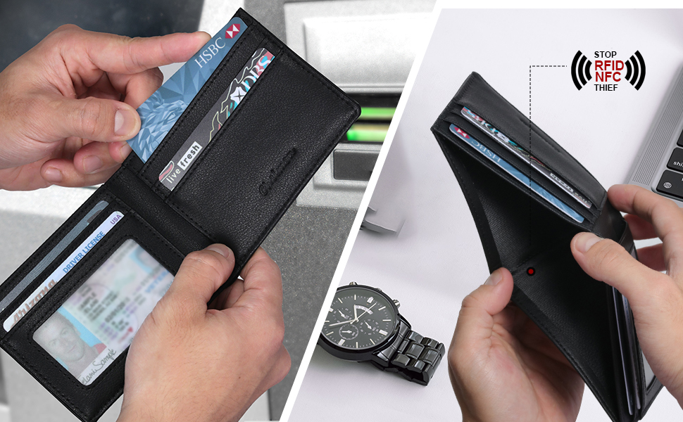 RFID Blocking thin wallet for men slim