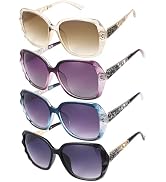 DragonflyDreams 4 Pcs Women Large Sunglasses, UV 400 Glasses Oversized Classic Trend Ladies Sungl...