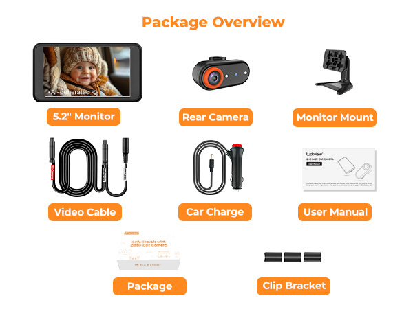 Baby Car Camera Rear-Facing Mirror Monitor Backseat