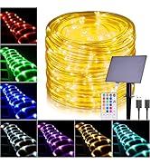 Hozplex Solar Rope Lights Outdoor Waterproof, 66Ft 200 LED String Light Fairy Solar Powered & USB...