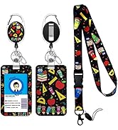 Cute Teacher Lanyards for Id Badges and Keys, Retractable ID Badge Holder with Detachable Lanyard...