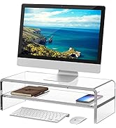 Egchi Acrylic Monitor Stand,2 Tiers Computer Monitor Riser(18x8x5.5 inches),Computer Stand/Monito...