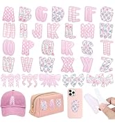 NICEVINYL Self-Adhesive Letter Patches for Backpacks: 62Pcs Pink Letters Fabric Stickers Patches ...